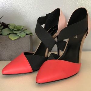 Coral and pink pumps